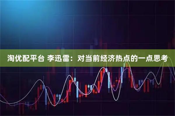 淘优配平台 李迅雷：对当前经济热点的一点思考